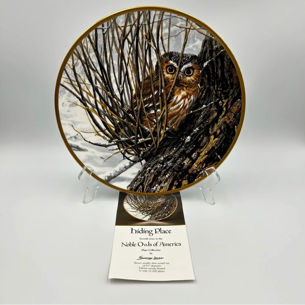 Spode Noble Owls of America Seerey-Lester Saw-whet Owl Art Decorative Plate LE